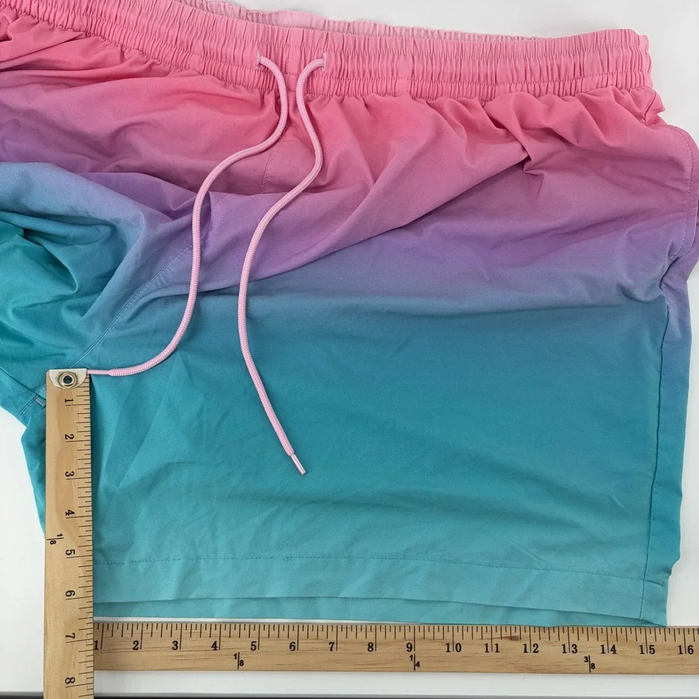 Caribbean Swim Shorts Mens 3XL B Pink Teal Ombre Gradient Trunks Beach Neon 6